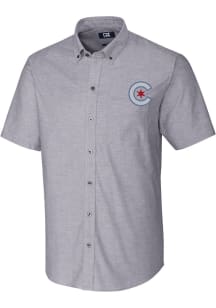 Cutter and Buck Chicago Cubs Mens Charcoal City Connect Stretch Oxford Big and Tall T-Shirt