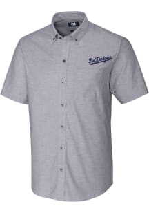 Cutter and Buck Los Angeles Dodgers Mens Charcoal City Connect Stretch Oxford Big and Tall T-Shi..