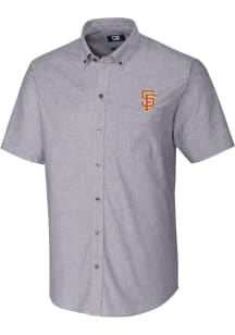Cutter and Buck San Francisco Giants Mens Charcoal City Connect Stretch Oxford Big and Tall T-Sh..