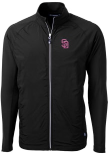 Cutter and Buck San Diego Padres Mens Black City Connect Adapt Eco Light Weight Jacket