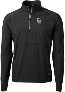 Cutter and Buck Colorado Rockies Mens Black City Connect Adapt Eco Hybrid Long Sleeve 1/4 Zip Pu..