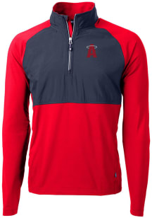 Cutter and Buck Los Angeles Angels Mens Red City Connect Adapt Eco Hybrid Long Sleeve 1/4 Zip Pu..