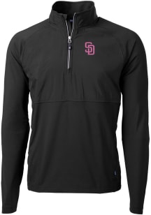 Cutter and Buck San Diego Padres Mens Black City Connect Adapt Eco Long Sleeve 1/4 Zip Pullover