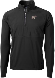 Cutter and Buck Washington Nationals Mens Black City Connect Adapt Eco Hybrid Long Sleeve 1/4 Zi..