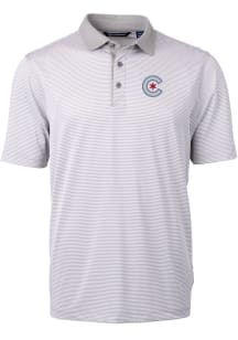 Cutter and Buck Chicago Cubs Mens Grey City Connect Virtue Eco Pique Short Sleeve Polo