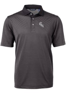 Cutter and Buck Chicago White Sox Mens Black City Connect Virtue Eco Pique Micro Stripe Short Sl..