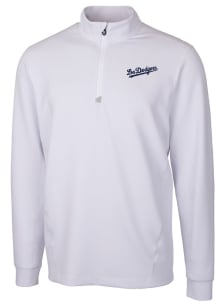 Cutter and Buck Los Angeles Dodgers Mens White City Connect Traverse Long Sleeve 1/4 Zip Pullove..