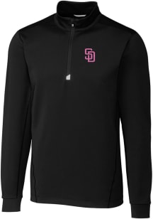 Cutter and Buck San Diego Padres Mens Black City Connect Traverse Long Sleeve 1/4 Zip Pullover