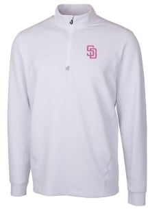 Cutter and Buck San Diego Padres Mens White City Connect Traverse Long Sleeve 1/4 Zip Pullover