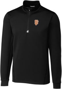 Cutter and Buck San Francisco Giants Mens Black City Connect Traverse Long Sleeve 1/4 Zip Pullov..
