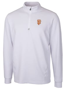 Cutter and Buck San Francisco Giants Mens White City Connect Traverse Long Sleeve 1/4 Zip Pullov..