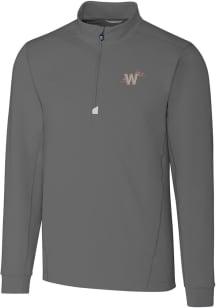 Cutter and Buck Washington Nationals Mens Grey City Connect Traverse Long Sleeve 1/4 Zip Pullove..