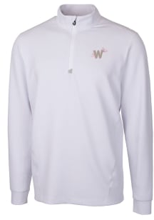 Cutter and Buck Washington Nationals Mens White City Connect Traverse Long Sleeve 1/4 Zip Pullov..