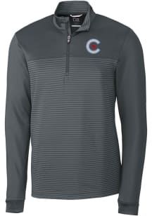 Cutter and Buck Chicago Cubs Mens Grey City Connect Traverse Long Sleeve 1/4 Zip Pullover