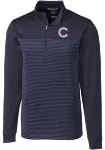 Cutter and Buck Chicago Cubs Mens Navy Blue City Connect Traverse Long Sleeve 1/4 Zip Pullover