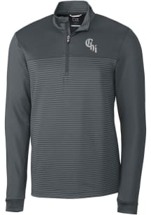 Cutter and Buck Chicago White Sox Mens Grey City Connect Traverse Stripe Long Sleeve 1/4 Zip Pul..