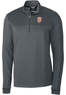 Cutter and Buck San Francisco Giants Mens Grey City Connect Traverse Stripe Long Sleeve Qtr Zip Pu..