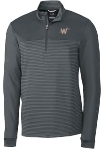 Cutter and Buck Washington Nationals Mens Grey City Connect Traverse Long Sleeve 1/4 Zip Pullove..