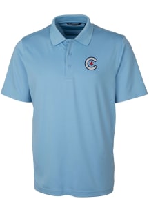 Cutter and Buck Chicago Cubs Mens Light Blue City Connect Forge Short Sleeve Polo