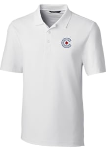 Cutter and Buck Chicago Cubs Mens White City Connect Forge Short Sleeve Polo