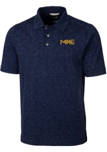 Cutter and Buck Milwaukee Brewers Mens Navy Blue City Connect Advantage Short Sleeve Polo