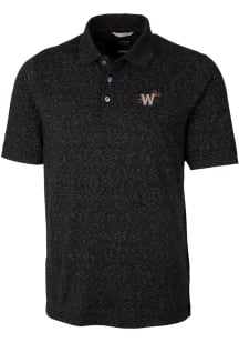 Cutter and Buck Washington Nationals Mens Black City Connect Advantage Space Dye Short Sleeve Po..