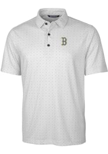 Cutter and Buck Boston Red Sox Mens Charcoal City Connect Pike Short Sleeve Polo