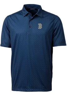 Cutter and Buck Boston Red Sox Mens Navy Blue City Connect Pike Double Dot Short Sleeve Polo
