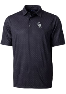 Cutter and Buck Colorado Rockies Mens Black City Connect Pike Double Dot Short Sleeve Polo
