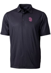 Cutter and Buck San Diego Padres Mens Black City Connect Pike Short Sleeve Polo