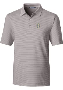 Cutter and Buck Boston Red Sox Mens Grey City Connect Forge Pencil Stripe Short Sleeve Polo