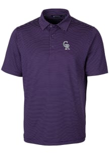 Cutter and Buck Colorado Rockies Mens Purple City Connect Forge Pencil Stripe Short Sleeve Polo