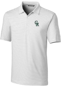 Cutter and Buck Colorado Rockies Mens White City Connect Forge Pencil Stripe Short Sleeve Polo