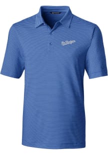 Cutter and Buck Los Angeles Dodgers Mens Blue City Connect Forge Pencil Stripe Short Sleeve Polo
