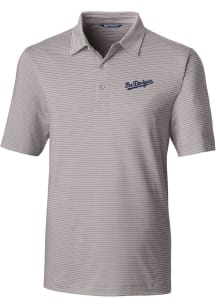 Cutter and Buck Los Angeles Dodgers Mens Grey City Connect Forge Pencil Stripe Short Sleeve Polo