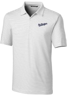 Cutter and Buck Los Angeles Dodgers Mens White City Connect Forge Pencil Stripe Short Sleeve Pol..