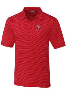 Cutter and Buck Los Angeles Angels Mens Red City Connect Forge Pencil Stripe Short Sleeve Polo