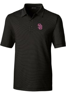 Cutter and Buck San Diego Padres Mens Black City Connect Forge Pencil Stripe Short Sleeve Polo