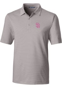 Cutter and Buck San Diego Padres Mens Grey City Connect Forge Pencil Stripe Short Sleeve Polo