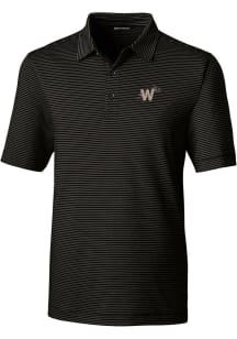 Cutter and Buck Washington Nationals Mens Black City Connect Forge Pencil Stripe Short Sleeve Po..