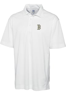 Cutter and Buck Boston Red Sox Mens White City Connect Drytec Genre Short Sleeve Polo