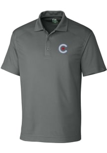 Cutter and Buck Chicago Cubs Mens Grey City Connect Drytec Genre Short Sleeve Polo