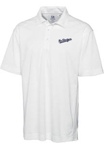 Cutter and Buck Los Angeles Dodgers Mens White City Connect Drytec Genre Short Sleeve Polo