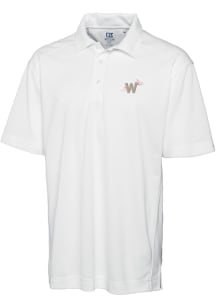Cutter and Buck Washington Nationals Mens White City Connect Drytec Genre Short Sleeve Polo