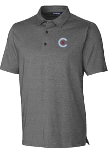 Cutter and Buck Chicago Cubs Mens Charcoal City Connect Forge Short Sleeve Polo