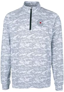 Cutter and Buck Chicago Cubs Mens Charcoal City Connect Traverse Long Sleeve 1/4 Zip Pullover
