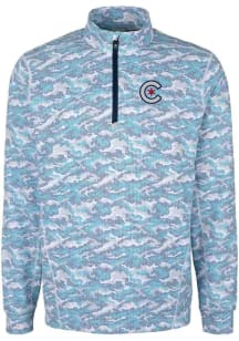 Cutter and Buck Chicago Cubs Mens Blue City Connect Traverse Long Sleeve 1/4 Zip Pullover