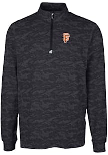 Cutter and Buck San Francisco Giants Mens Black City Connect Traverse Camo Long Sleeve Qtr Zip Pul..