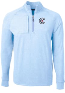 Cutter and Buck Chicago Cubs Mens Light Blue City Connect Adapt Eco Long Sleeve 1/4 Zip Pullover
