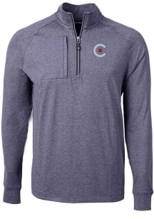 Cutter and Buck Chicago Cubs Mens Navy Blue City Connect Adapt Eco Long Sleeve 1/4 Zip Pullover